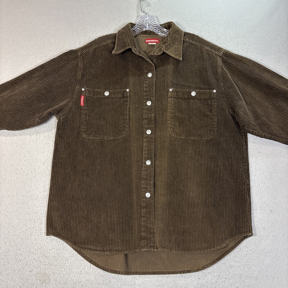 Union Bay Men's Medium Corduroy Snap Up Shirt Jacket Brown EUC Y2K - Picture 2 of 8